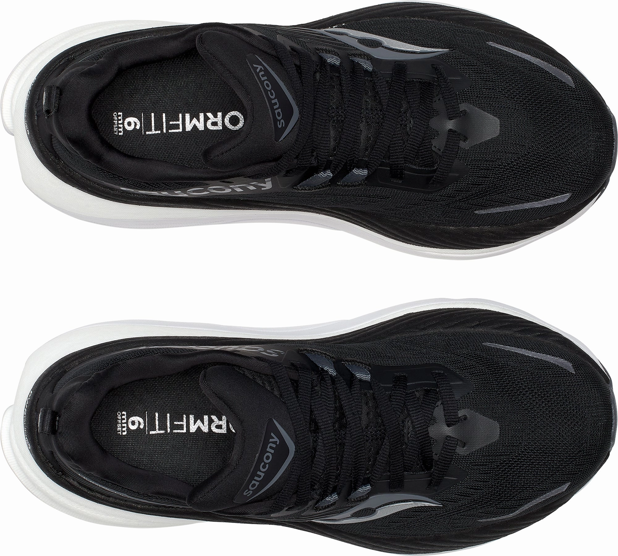 Contoured Collar Padding running with a fanny pack Saucony Hurricane 24 WIDE FIT Womens Running Shoes - Black