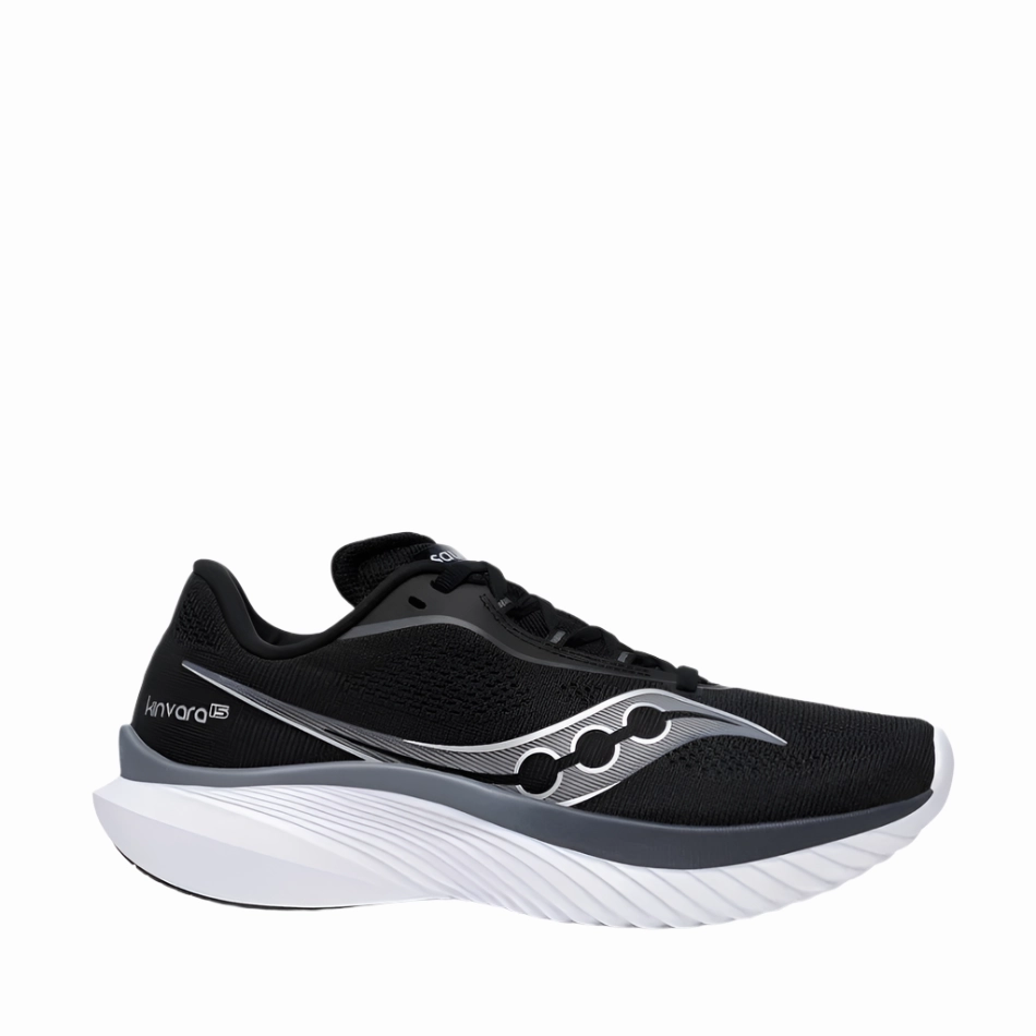 Saucony Kinvara 15 Women's Running Shoes in Black/White Torsion Resistance SyntheticFlexibility