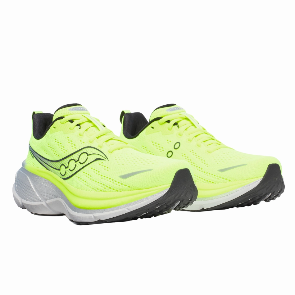 Saucony Men's Hurricane 25 Running Shoes in Citron/Black - Online Exclusive Dynamic Motion Control