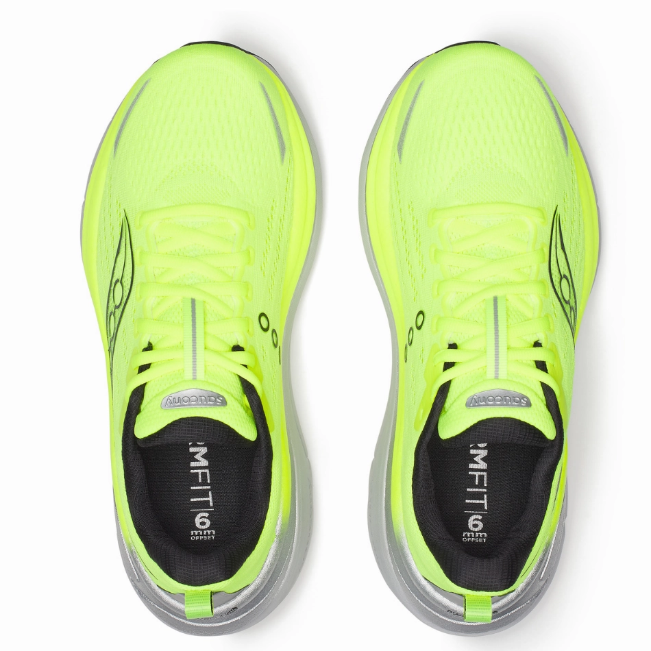 Saucony Men's Hurricane 25 Running Shoes in Citron/Black - Online Exclusive Non Irritating Stitch Lines