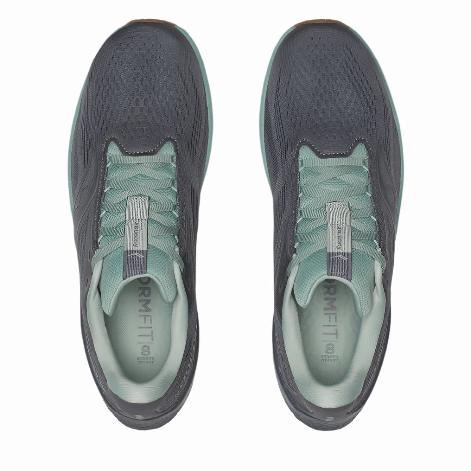 Saucony Men's Ride 18 Running Shoes in Carbon/Iceberg AW25 anti - injury