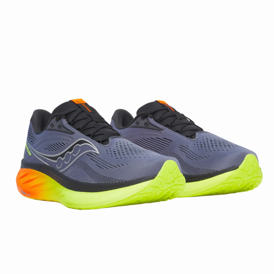 Saucony Men's Ride 18 Running Shoes in Shadow/Vizi - Online Exclusive Vertical Flex Flexibility