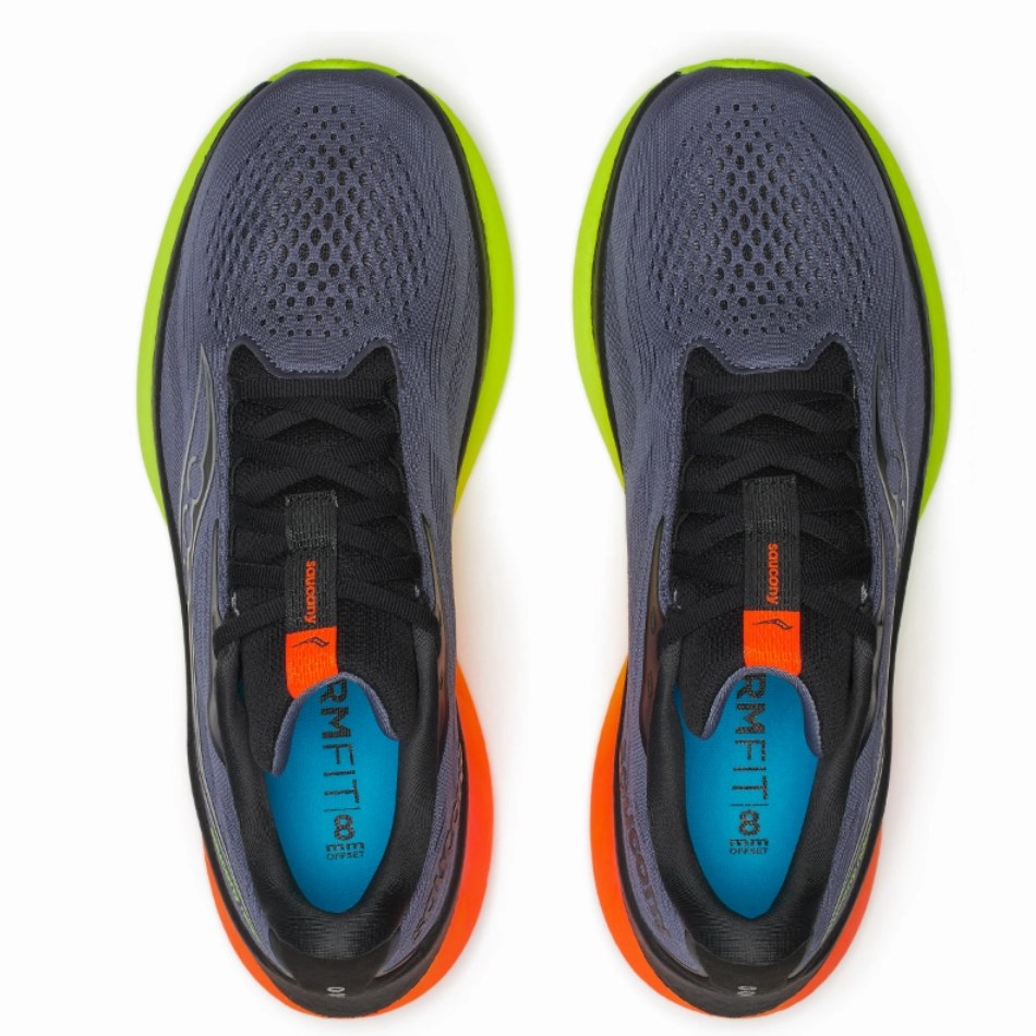 Saucony Men's Ride 18 Running Shoes in Shadow/Vizi - Online Exclusive proprioceptive shoes