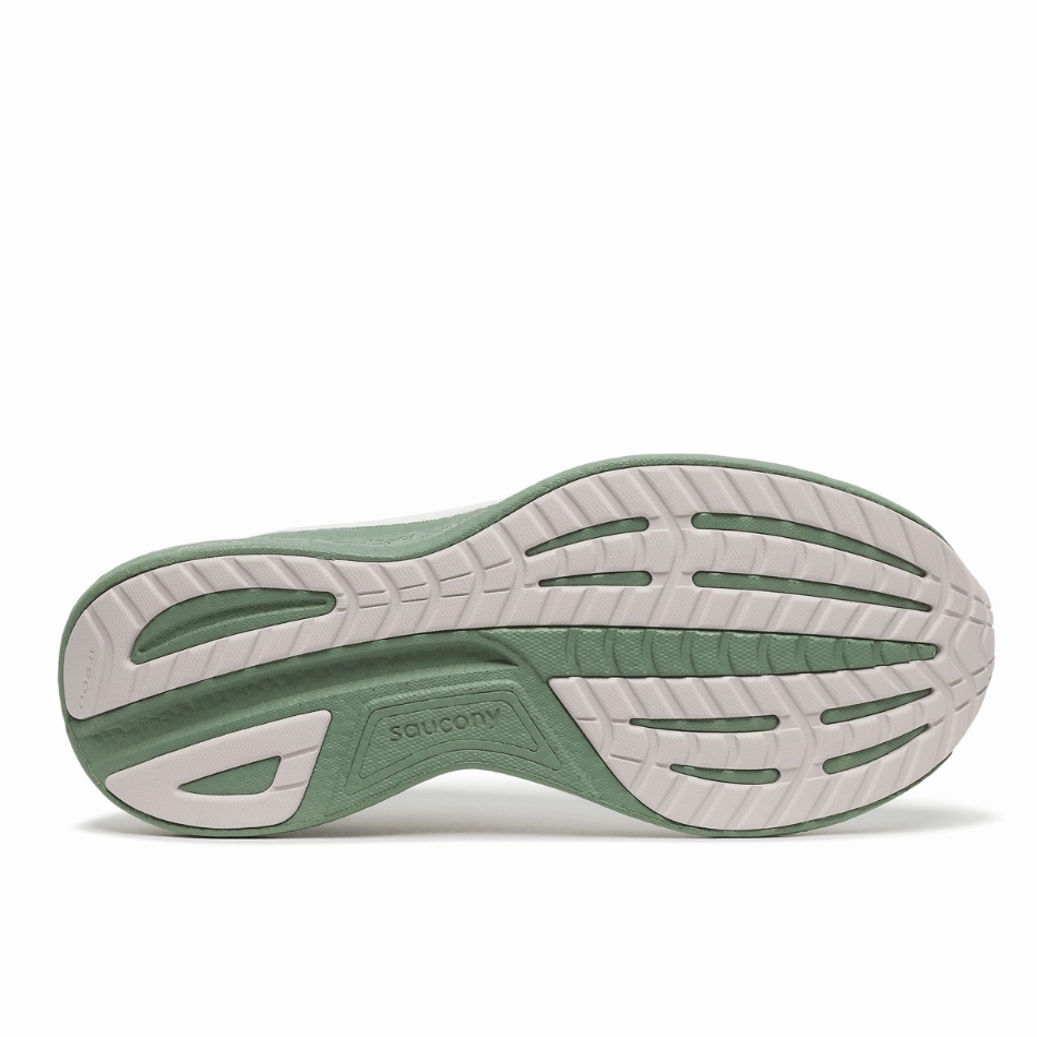 Saucony Men's Ride 18 Running Shoes in White/Olivine SS25 Running Ready spring - loaded running option