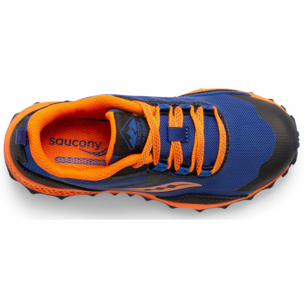Zero Drop Platform Saucony Peregrine 12 Shield Junior Trail Running Shoes - Navy