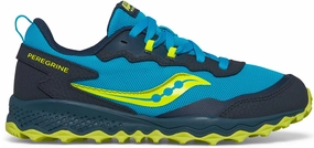 Non Restrictive Toebox Saucony Peregrine KDZ Junior Trail Running Shoes - Blue