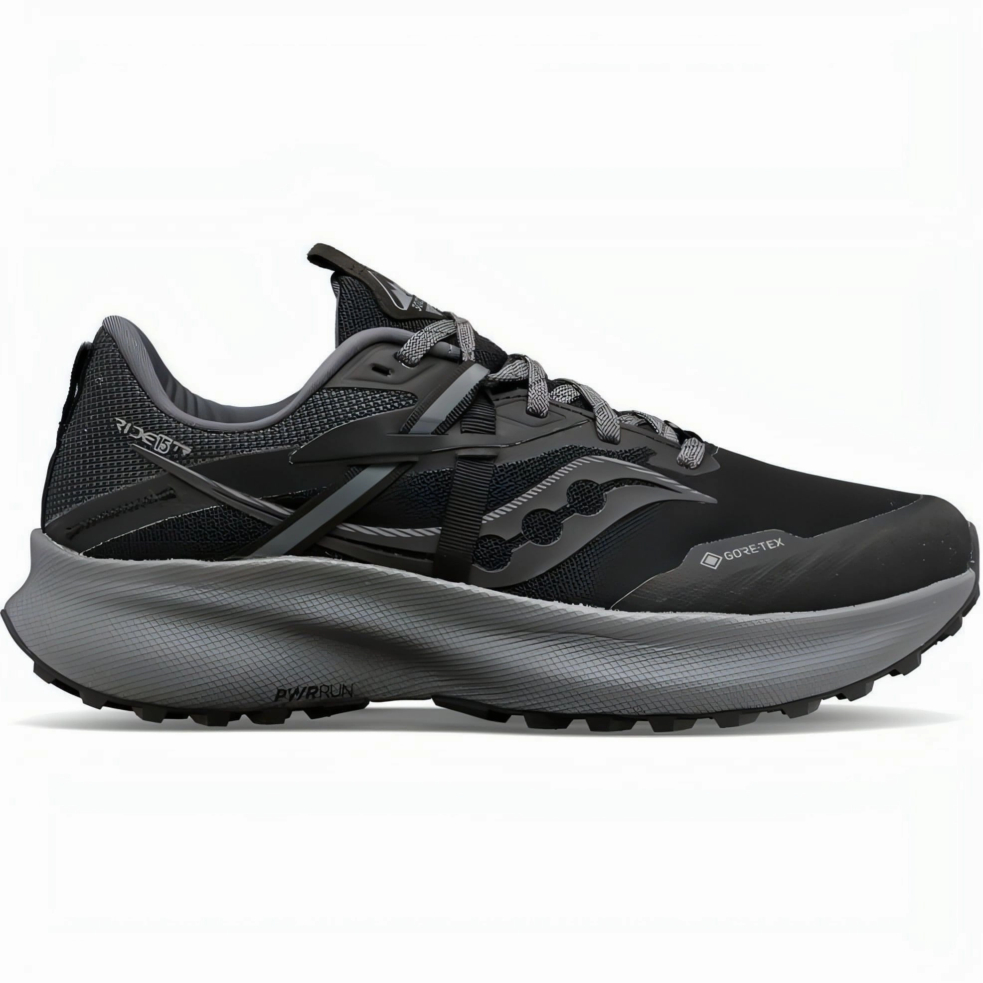 Saucony Ride 15 TR GORE-TEX Womens Trail Running Shoes - Black Heat Sealed Seam Construction Trail Ready Fit