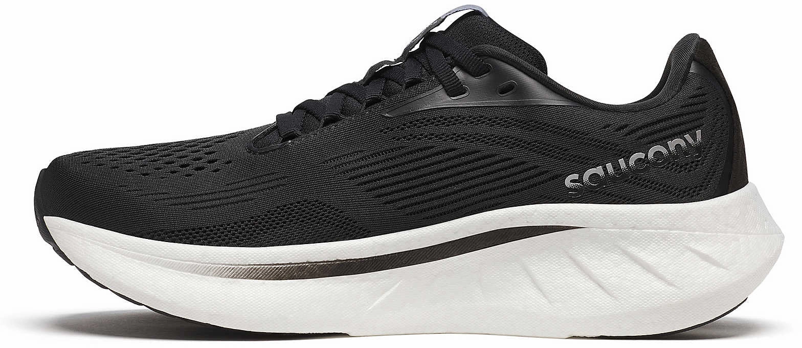 Carbon Fiber comfort features Saucony Ride 18 WIDE FIT Womens Running Shoes - Black