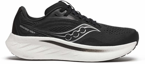 Saucony Ride 18 WIDE FIT Womens Running Shoes - Black Slip Resistant Sole cushioned midsole running shoes