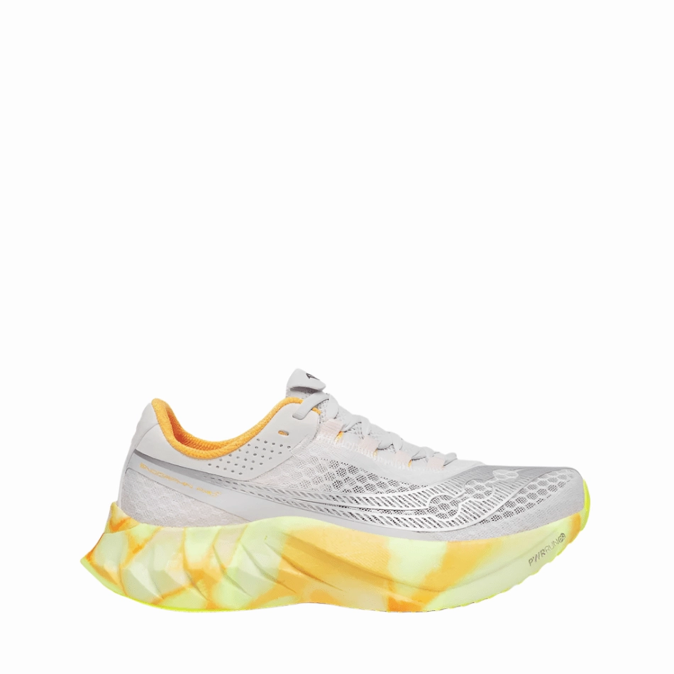 Saucony Women's Endorphin Pro 4 Running Shoes in Fog/Peel SS25 Propulsion plate