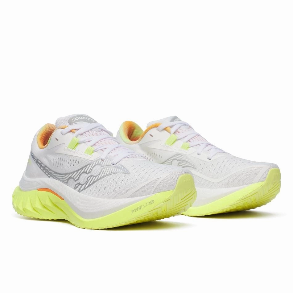 Saucony Women's Endorphin Speed 4 Running Shoes in White/Sunny SS25 light shoes Comfort Footwear