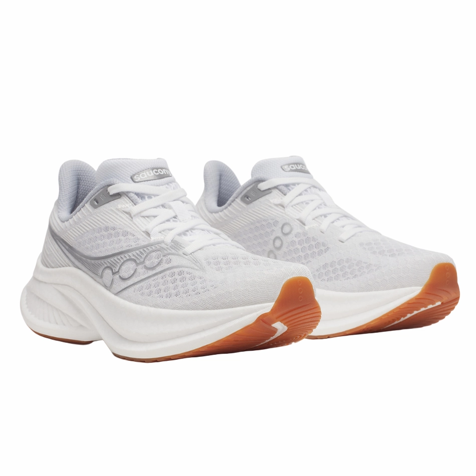 comfort features Saucony Women's Endorphin Speed 5 Running Shoes in White/Gum - Online Exclusive