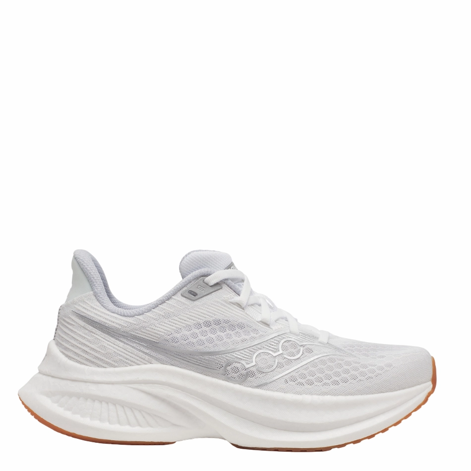 cycling running shoes fitness event running gear Saucony Women's Endorphin Speed 5 Running Shoes in White/Gum - Online Exclusive