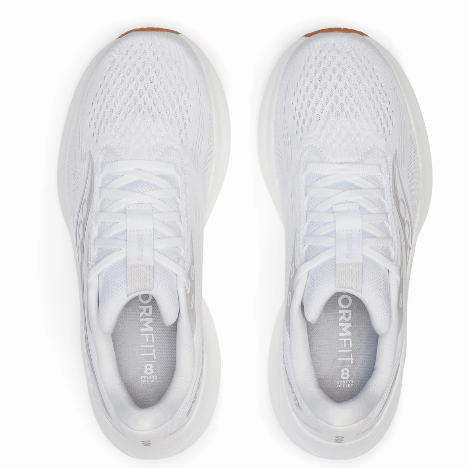 Saucony Women's Ride 18 Running Shoes in White/Gum - Online Exculsive Comfort Strapping