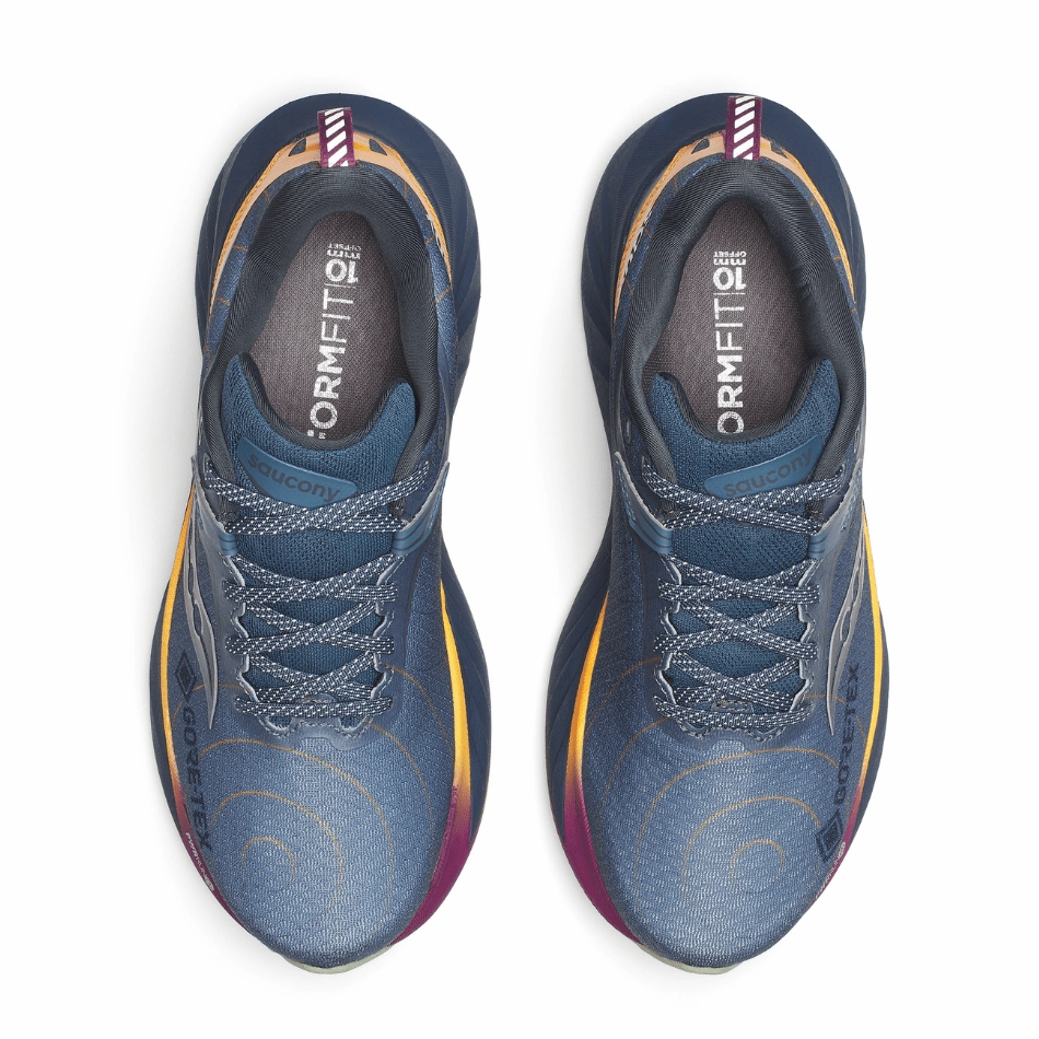 Saucony Women's Triumph 22 GTX in Mirage/Navy Hydrophobic Upper Material ice hockey shoes