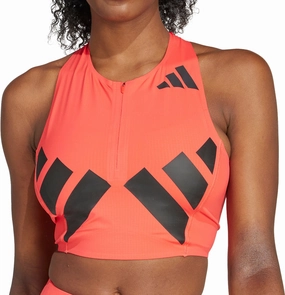 adidas Adizero Road To Records Womens Running Crop Top - Red mesh ventilation