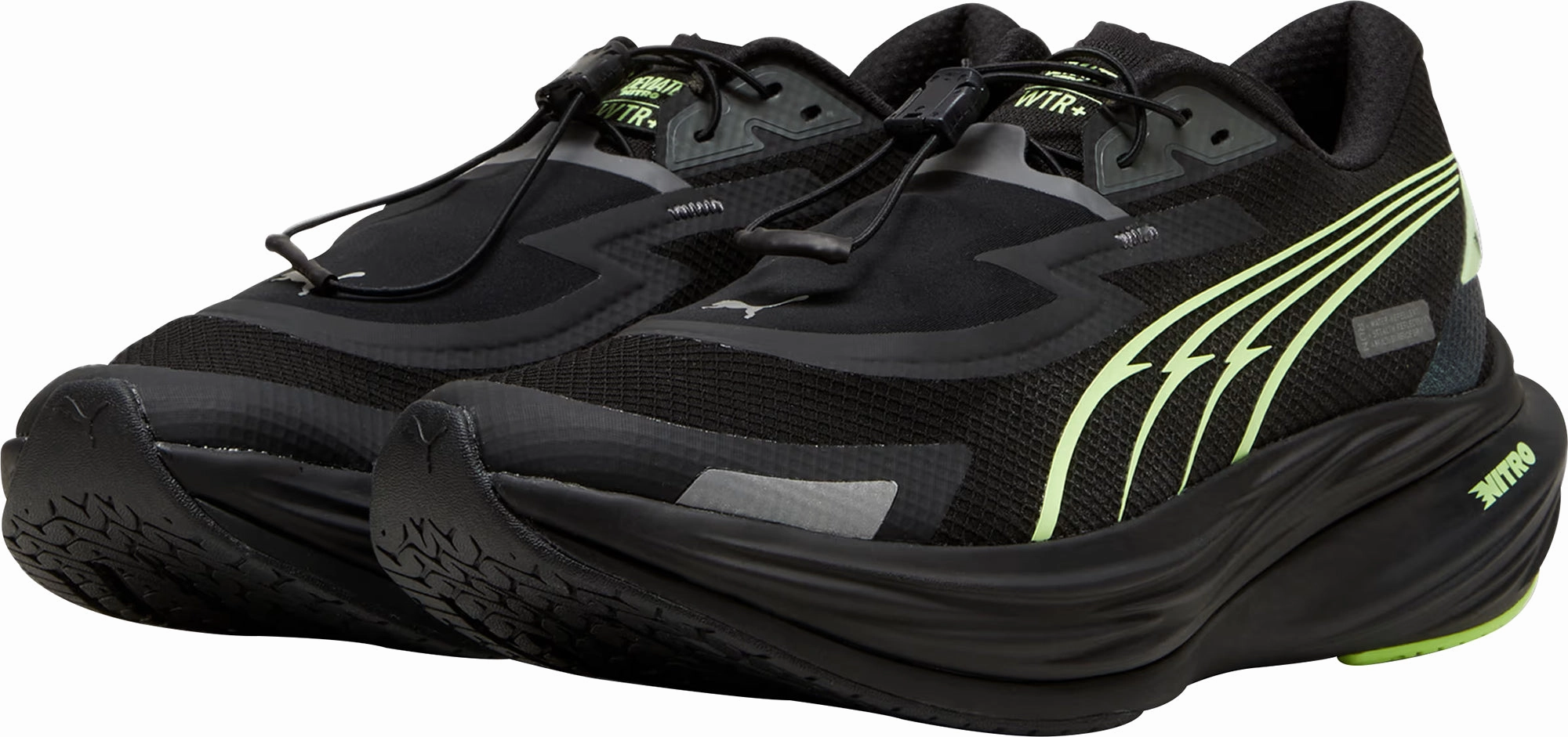 Puma Deviate Nitro 3 WTR  Mens Running Shoes - Black Cushioned - tongue AirCushioning