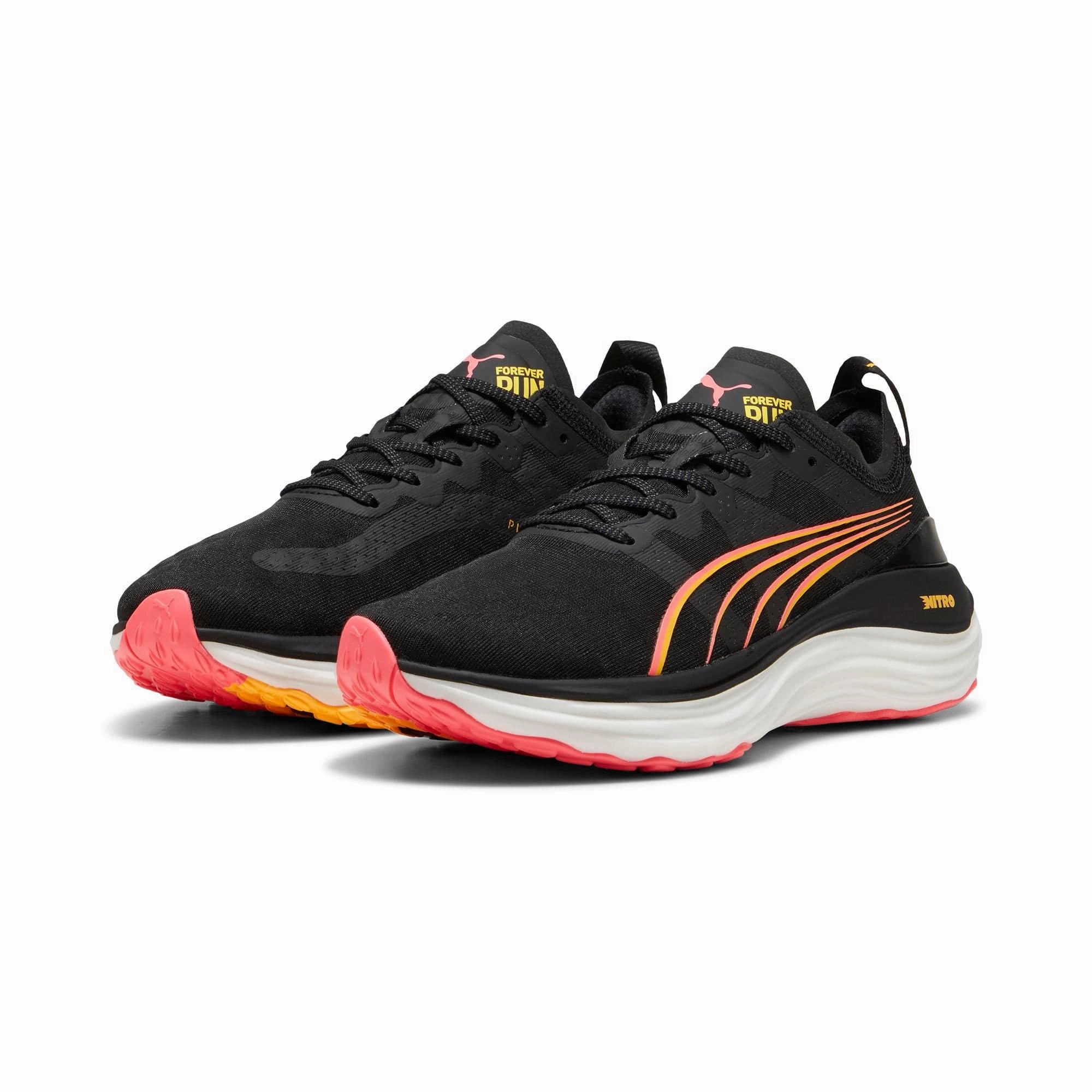 slip - on style Puma Women's ForeverRun NITRO in Black-Sun Stream-Sunset Glow AW24