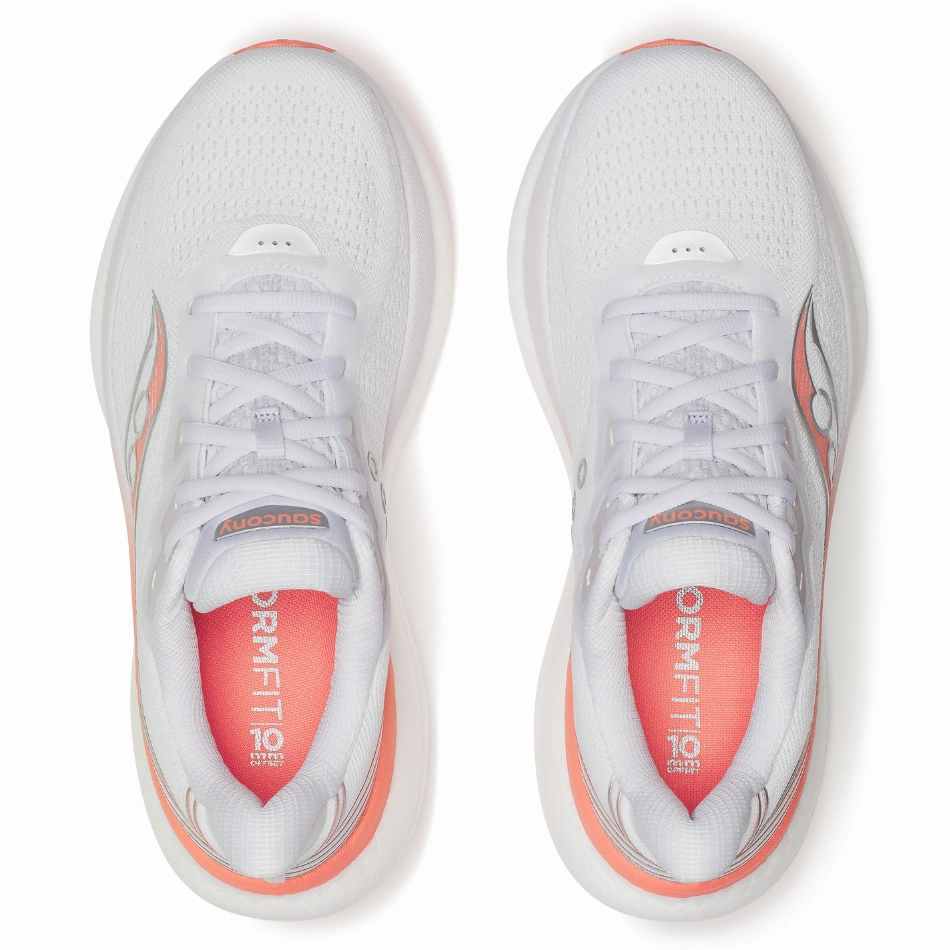 Reinforced Toe Guard casual shoe alternative Saucony Women's Triumph 23 Running Shoes in White/Wistful - Online Exclusive