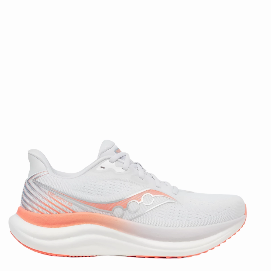 Saucony Women's Triumph 23 Running Shoes in White/Wistful - Online Exclusive snow running footwear Full Coverage