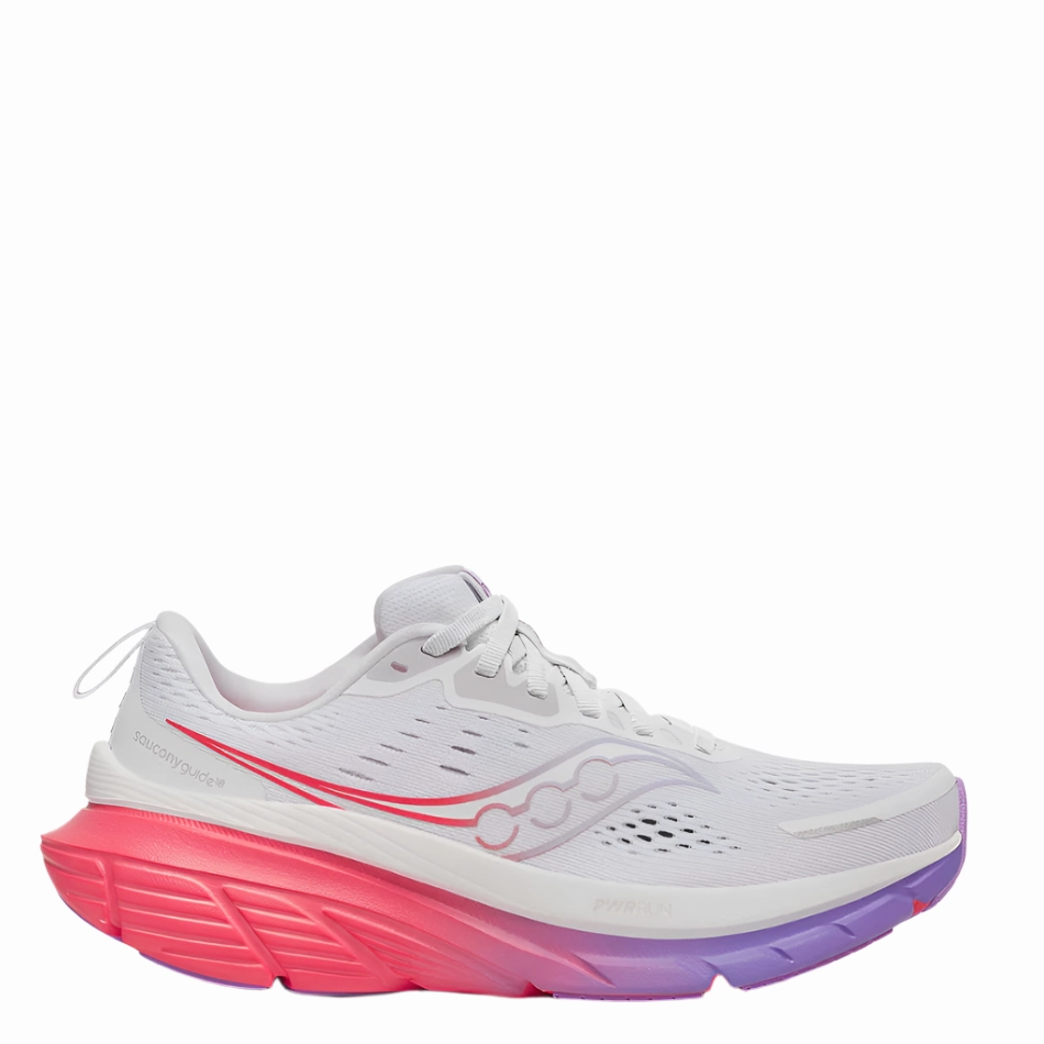 10k - running shoes Saucony Women's Guide 18 Running Shoes in White/Crocus - Online Exclusive