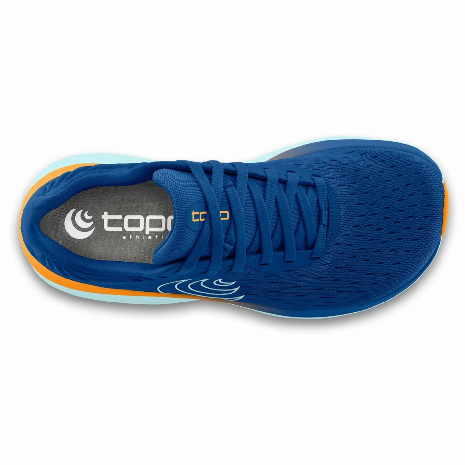 Topo Men's Atmos Running Shoes in Blue/Orange AW25 Canvas Upper