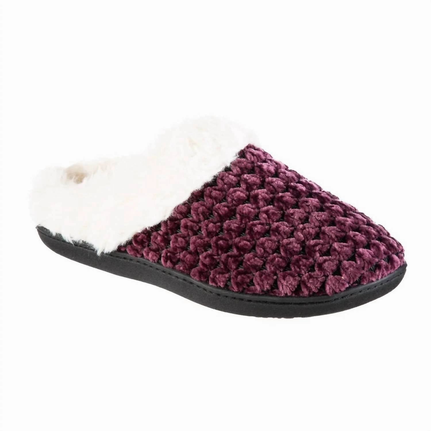Women's Recycled Popcorn Chenille Erin Hoodback Slipper In Blackberry Slip Sandals
