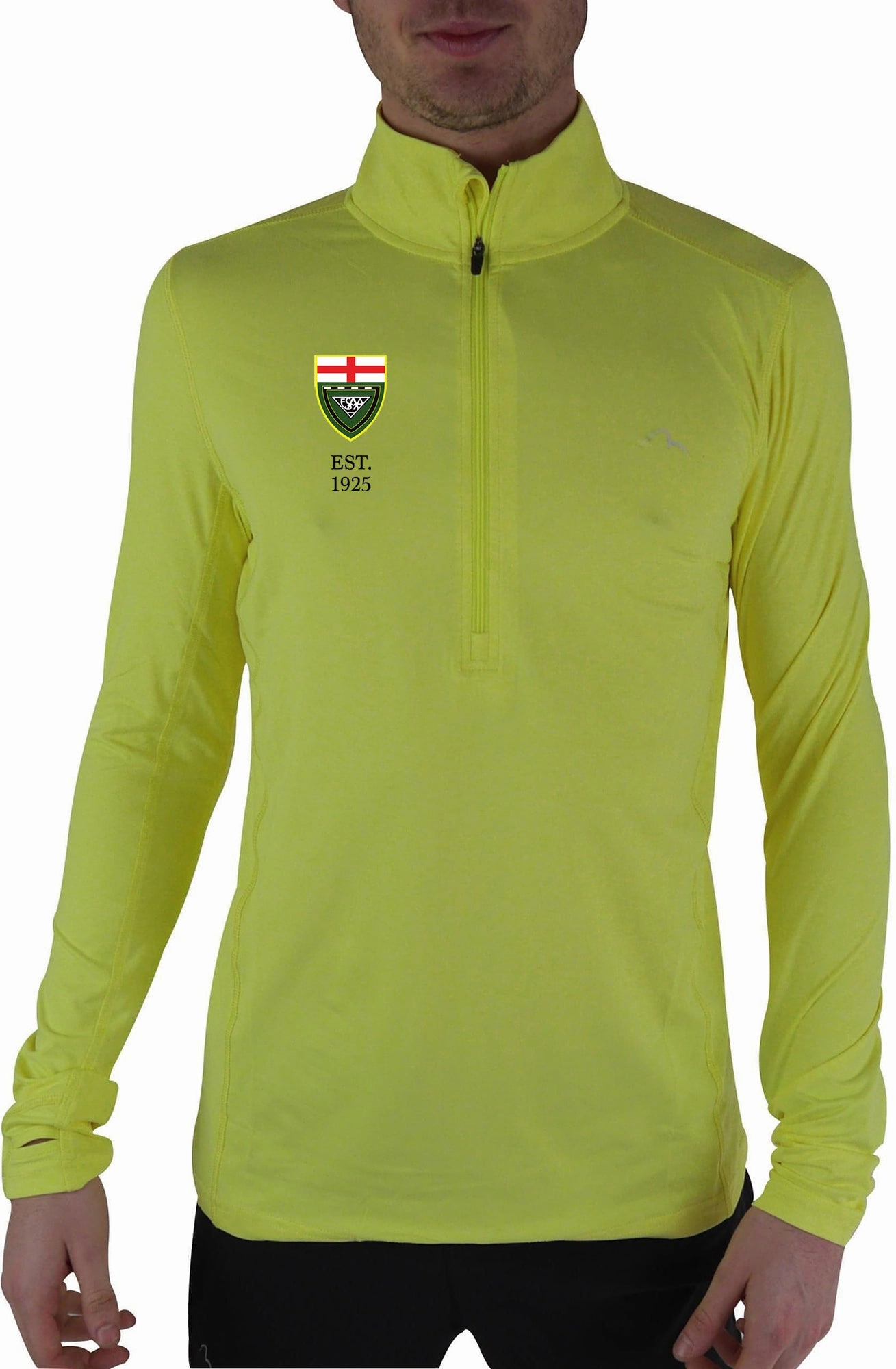 More Mile ESAA Half Zip Long Sleeve Mens Running Top - Yellow Podcast Matte Look