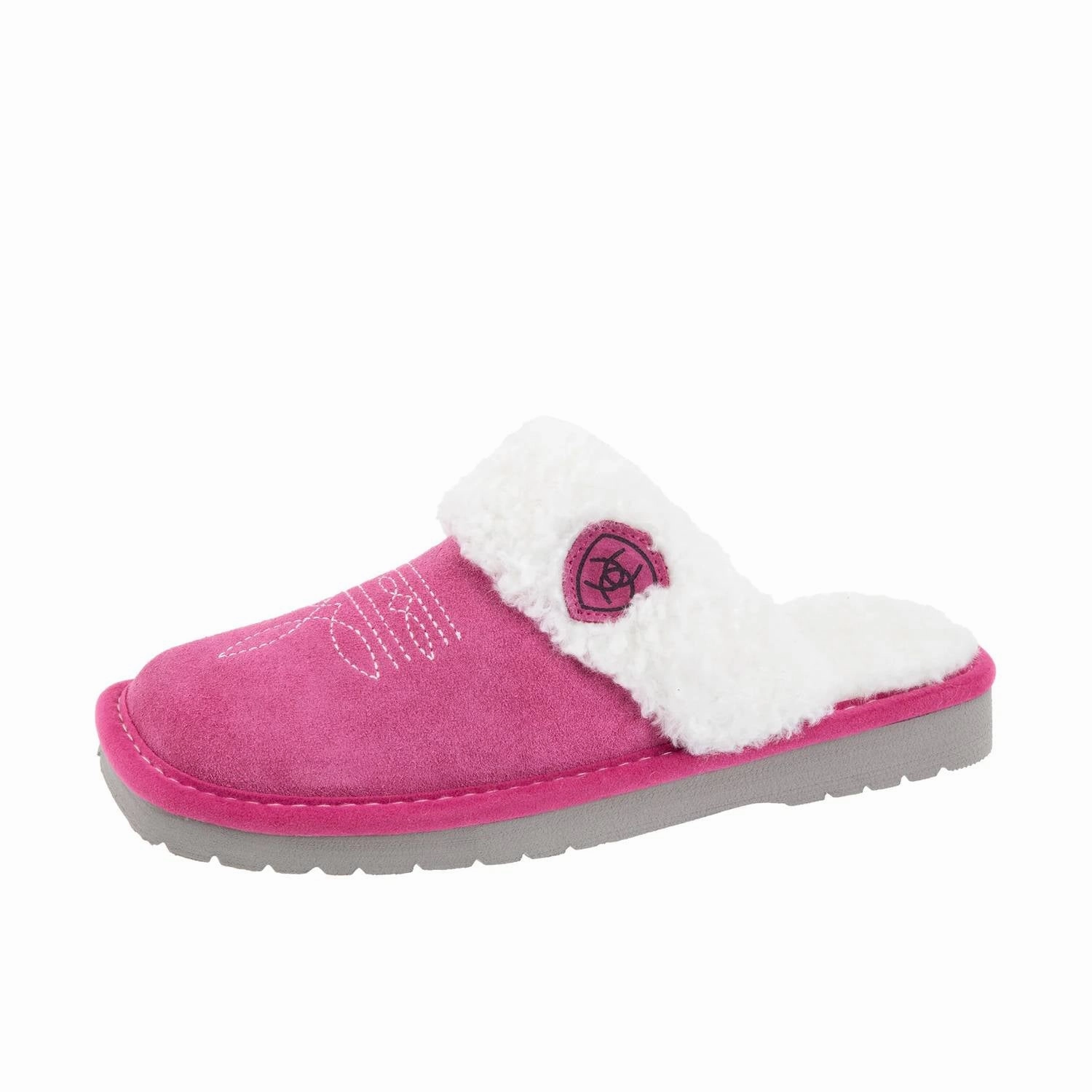 Women's Jackie Square Toe Suede Slipper In Very Berry Pink Flat Sole Simple Comfort Walk