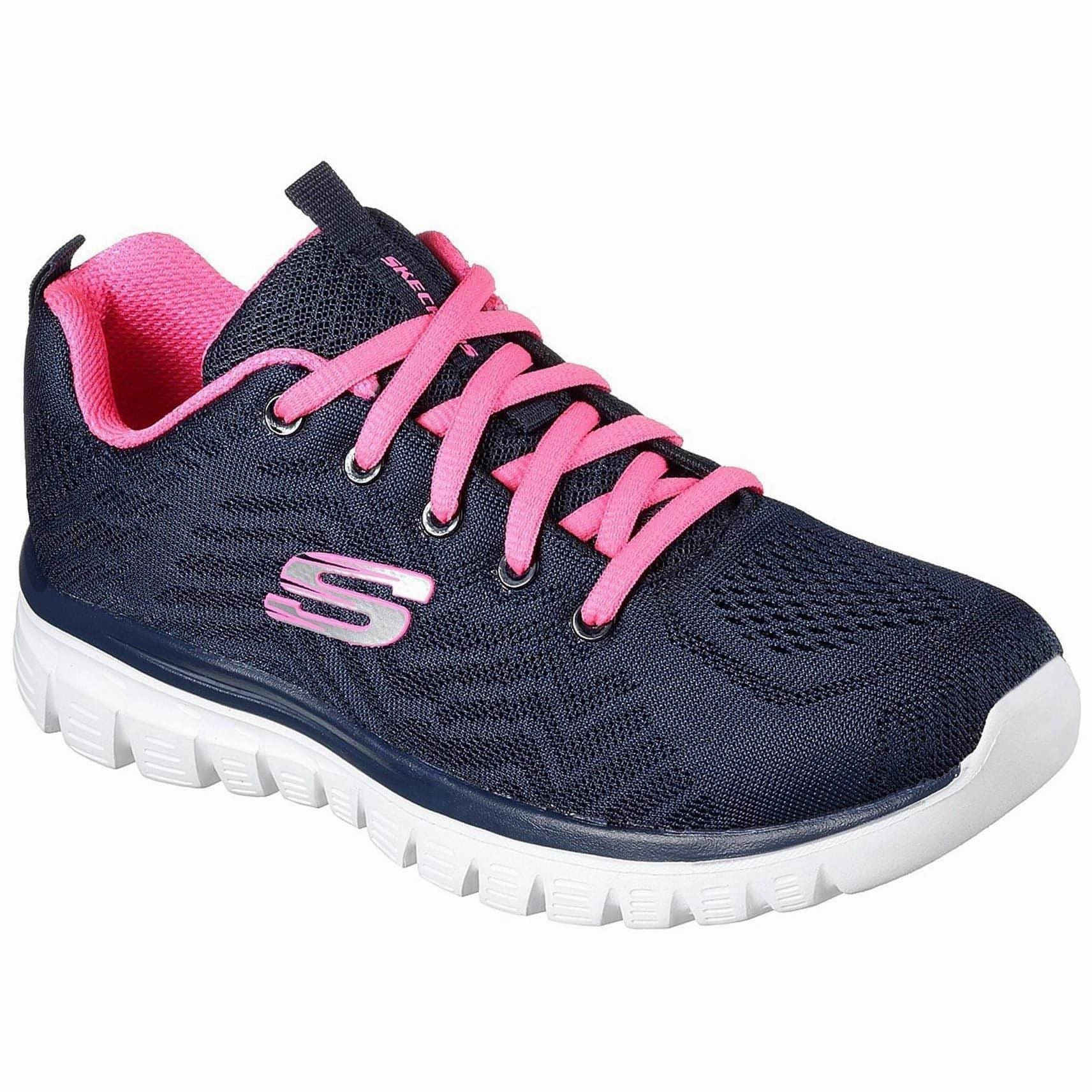 Skechers Graceful WIDE FIT Womens Training Shoes - Navy Bendable Heel Counter