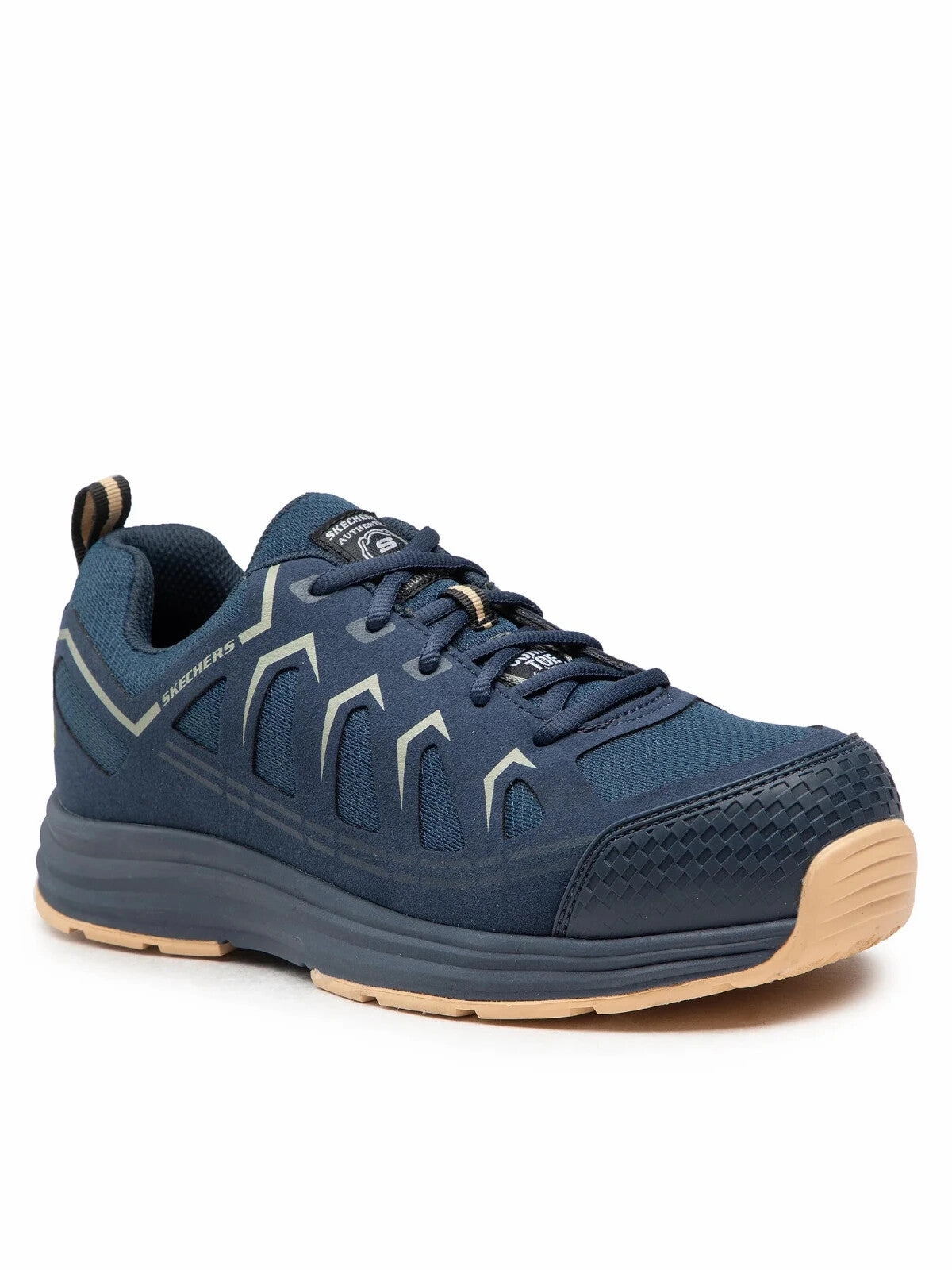 Reliable Protection High Traction Weekend Wanderer Skechers Malad Ii 200127EC/NVTN Mens 8 Navy Tan Composite Toe Work Shoes EEE4087