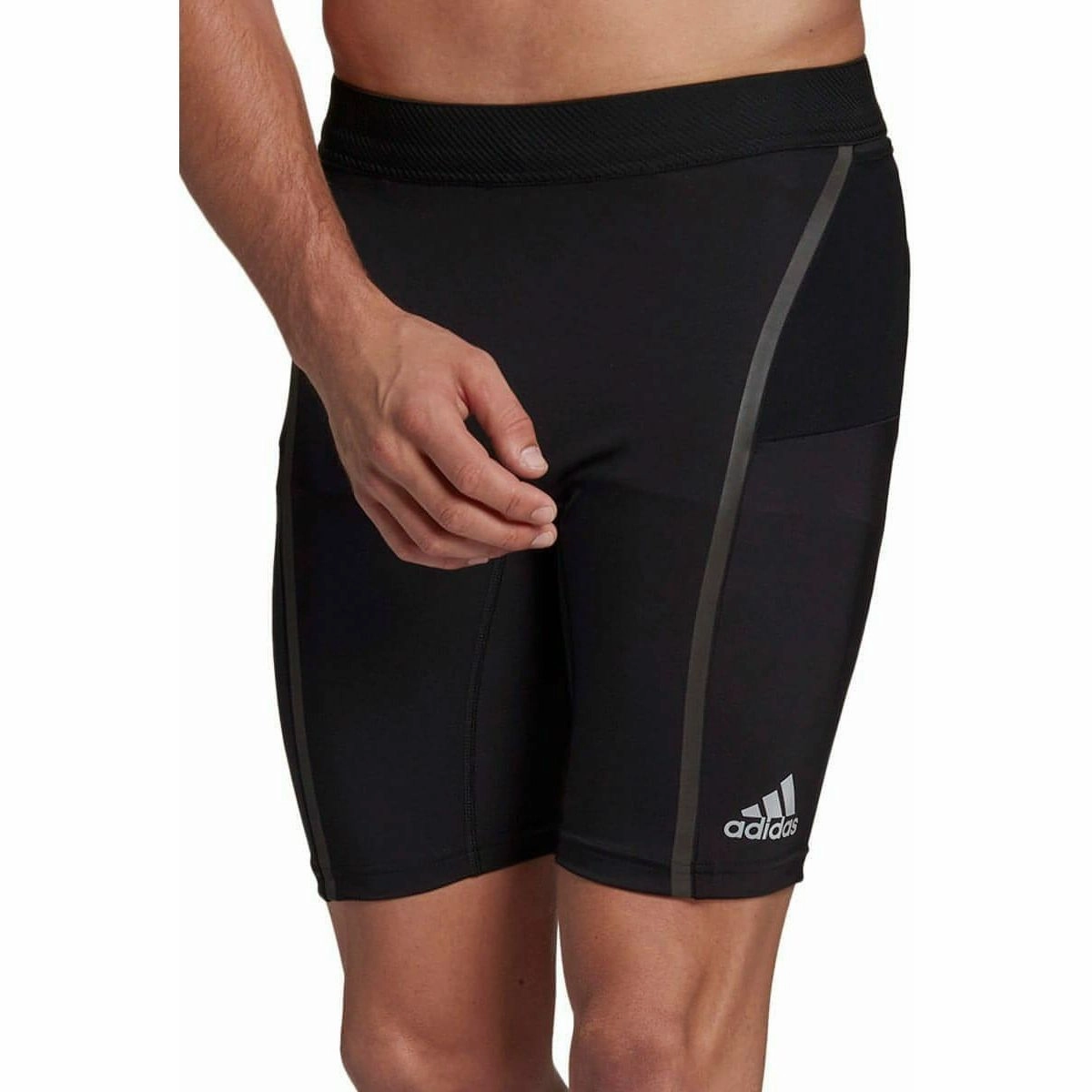 Flat Seams adidas Saturday Mens Short Running Tights - Black