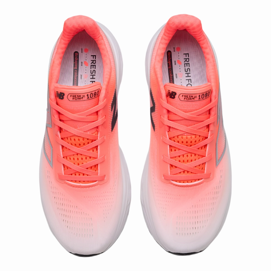 Hook And Loop New Balance Men's 1080 V14 2E Wide Fitting Running Shoes in Urgent Red/Rain Cloud/BlackAW25