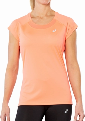 Sustainable Fibers Asics Cap Short Sleeve Womens Running Top - Orange