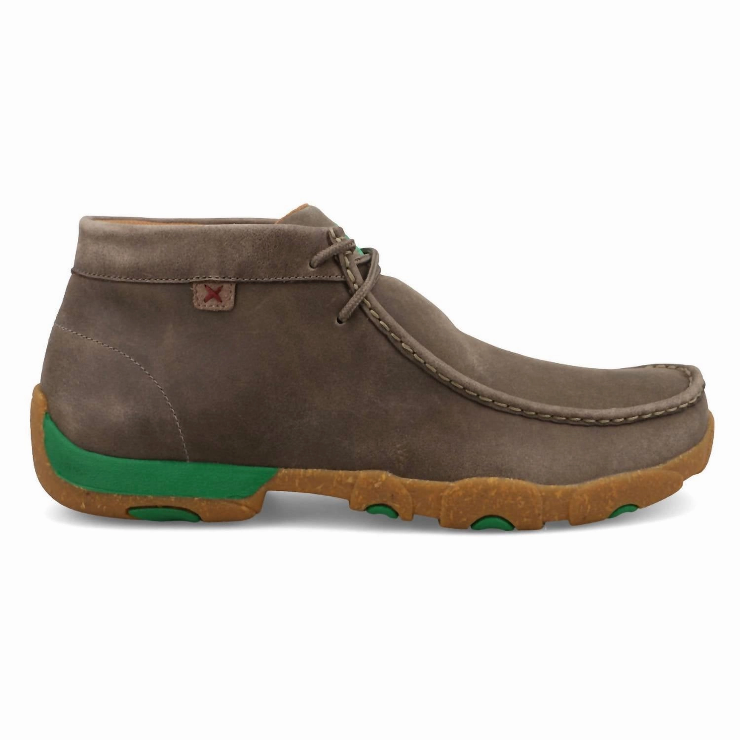 Men's Chukka Driving Moc Toe 4H Shoes In Deep Taupe & Kelly Green Breathable Remote Hiking