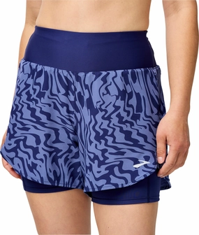 Brooks 5 Inch Chaser 2 In 1 Womens Running Shorts - Blue Underwear