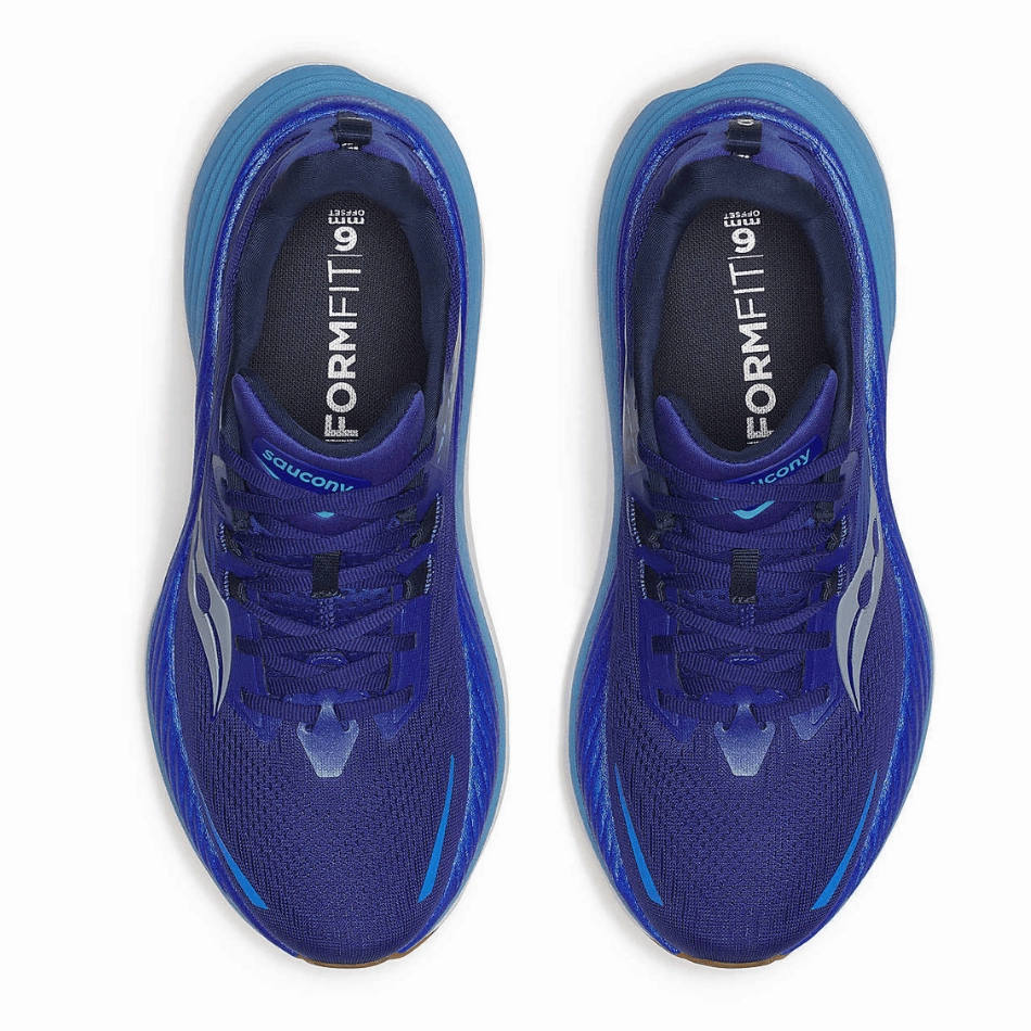 Saucony Men's Hurricane 24 Running Shoes in Azurite SS25 countryside - climate shoes running in cloudy weather shoes
