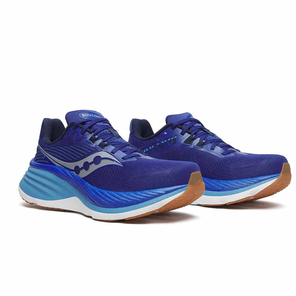 Stable Traction Grip Saucony Men's Hurricane 24 Running Shoes in Azurite SS25