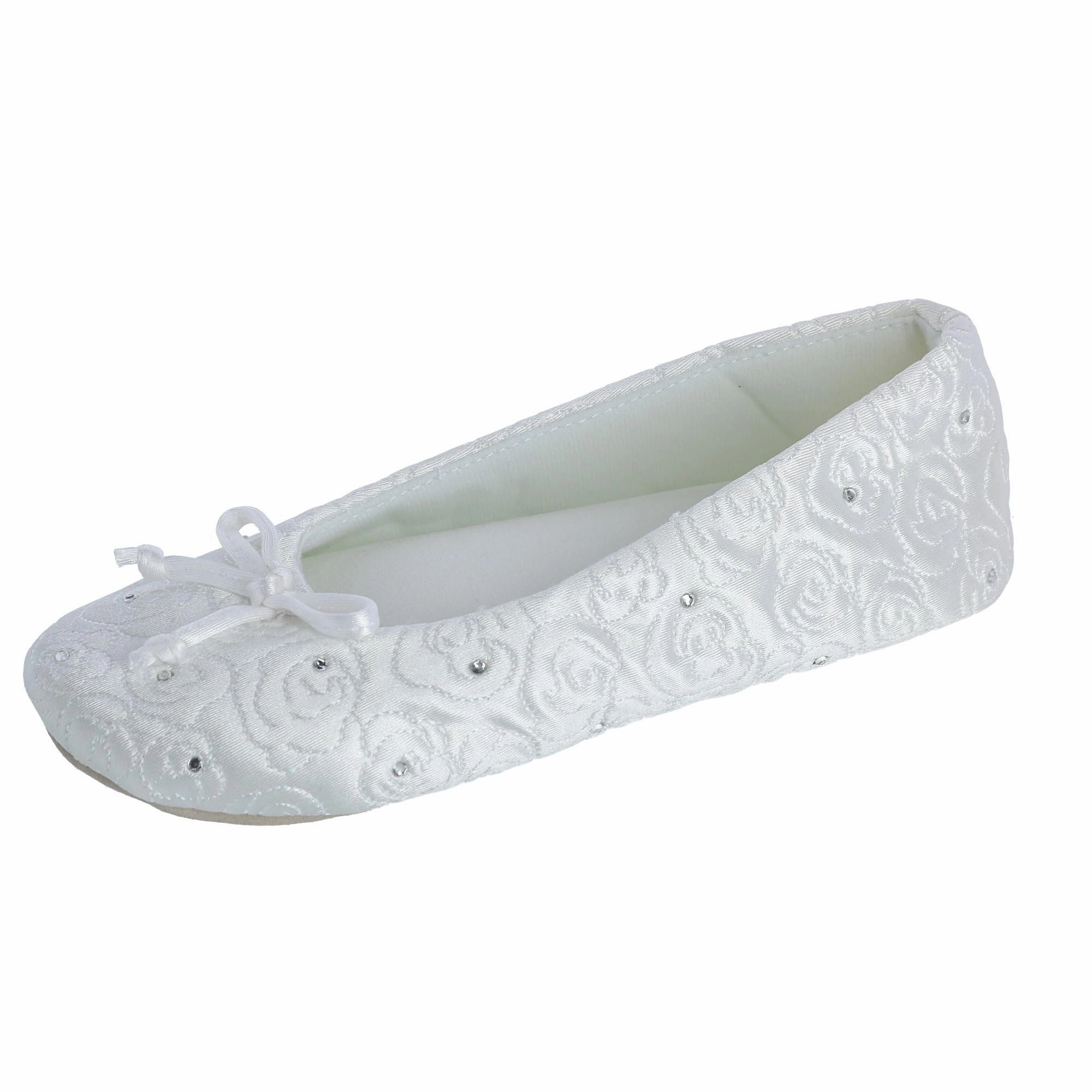 Abrasion resistant Odorless Women's Terry Lined Rose Quilted Ballerina Slippers