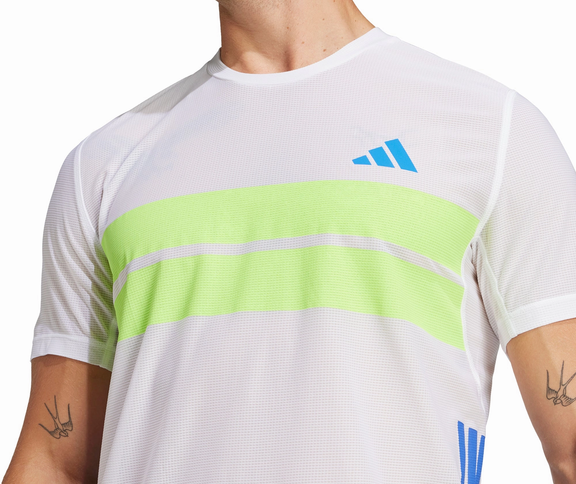 adidas Adizero Retro Short Sleeve Mens Running Top - White Relaxing Fit Flexible Waist