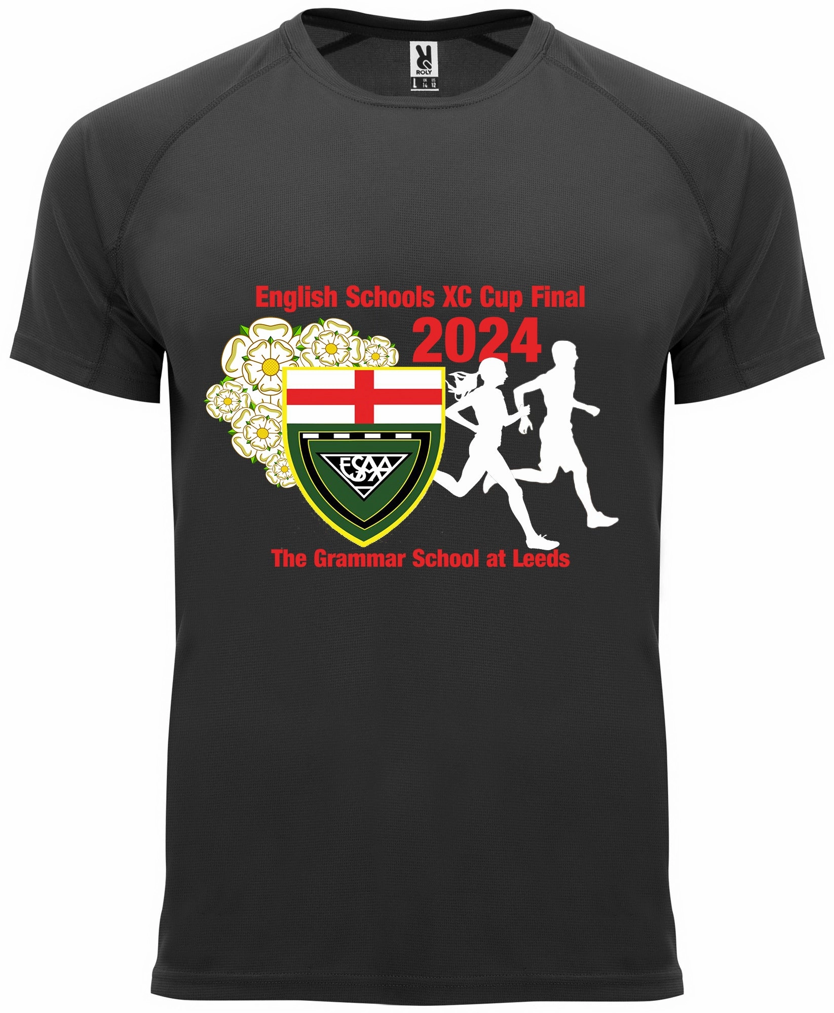 Soft and Flexible Easy Wear Option More Mile ESAA Leeds XC Final 2024 Short Sleeve Running Top - Black