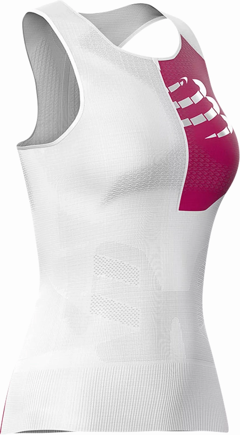 Round staple Compressport Tri Postural Ultra Womens Running Vest Tank Top - White