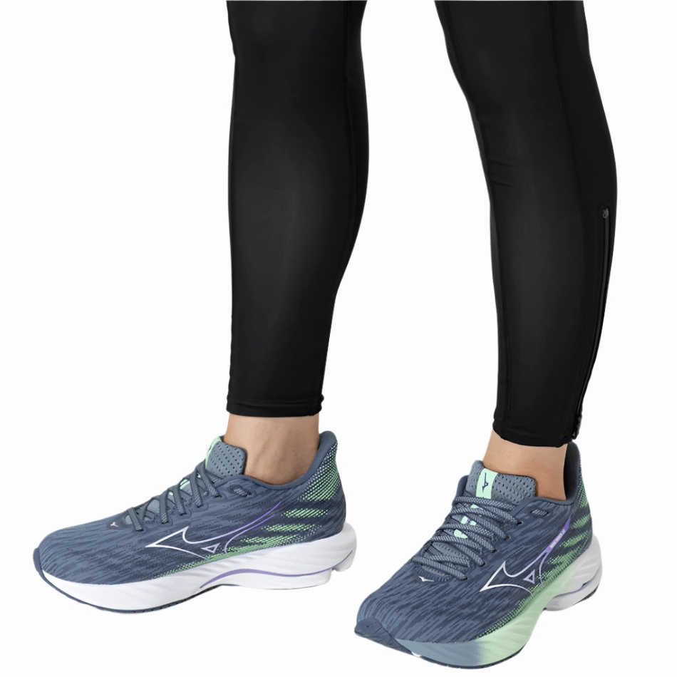 Mizuno Women's Wave Rider 28 Running Shoes in Citadel/White/Neo Mint SS25 running in a mud run shoes running shoes for beginner male runners