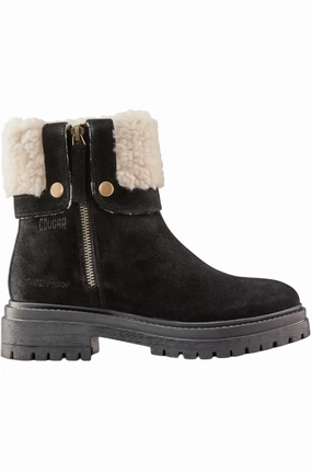 Women's Vigo Faux Shearling Cuff Waterproof Boot In Black Rain Comfort Travel Walk Boots