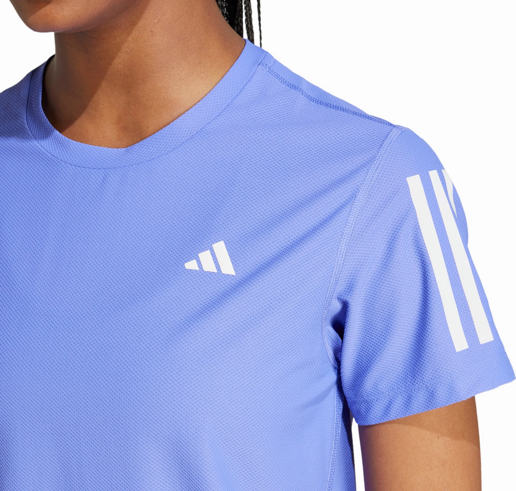 adidas Own The Run Short Sleeve Womens Running Top - Blue Quick Change