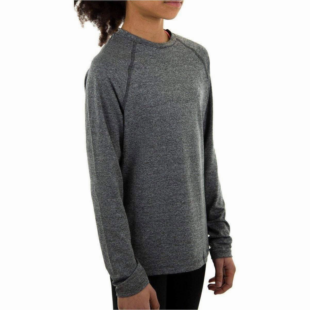 More Mile Train To Run Girls Long Sleeve Running Top - Grey Modernist monochromatic