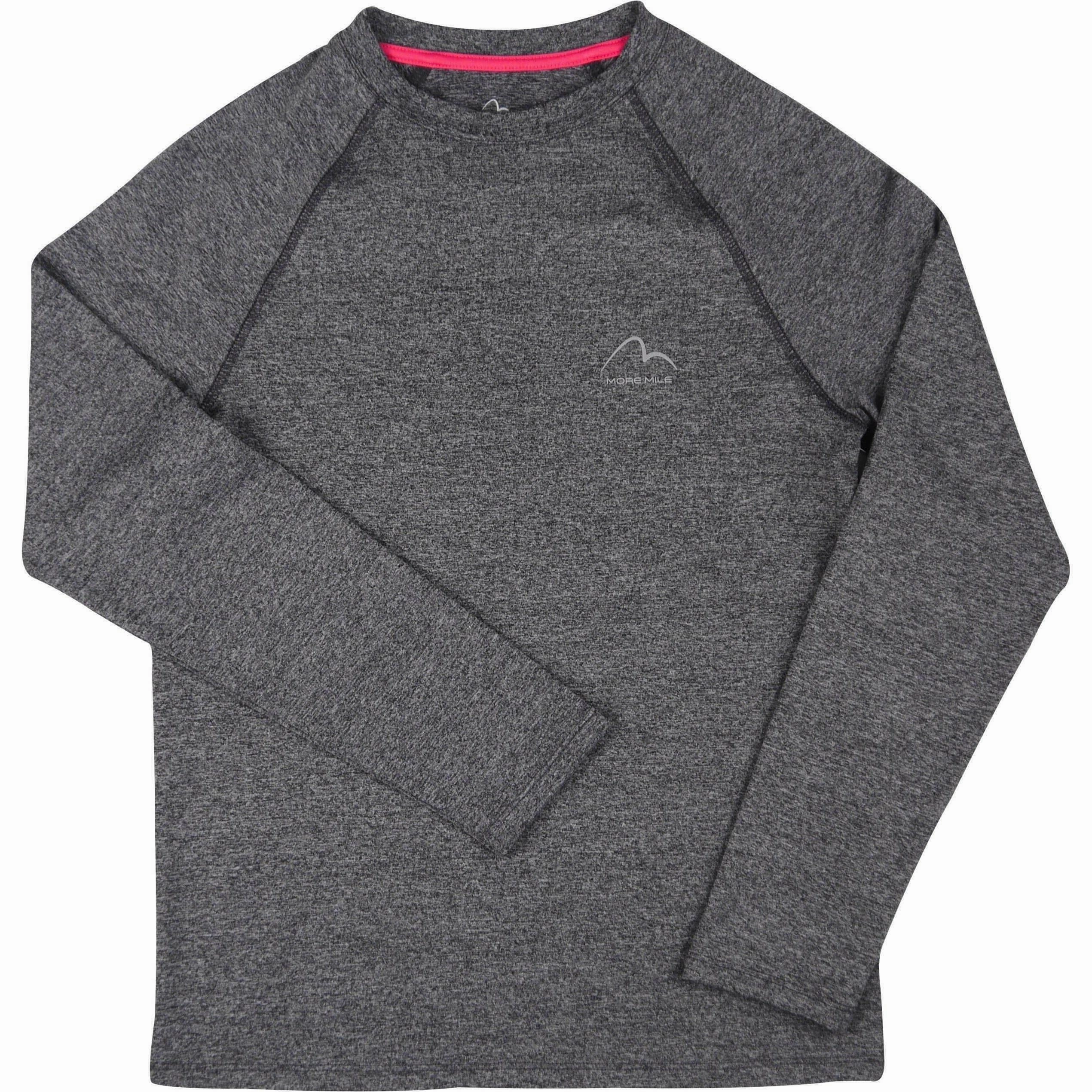 More Mile Train To Run Girls Long Sleeve Running Top - Grey Classroom
