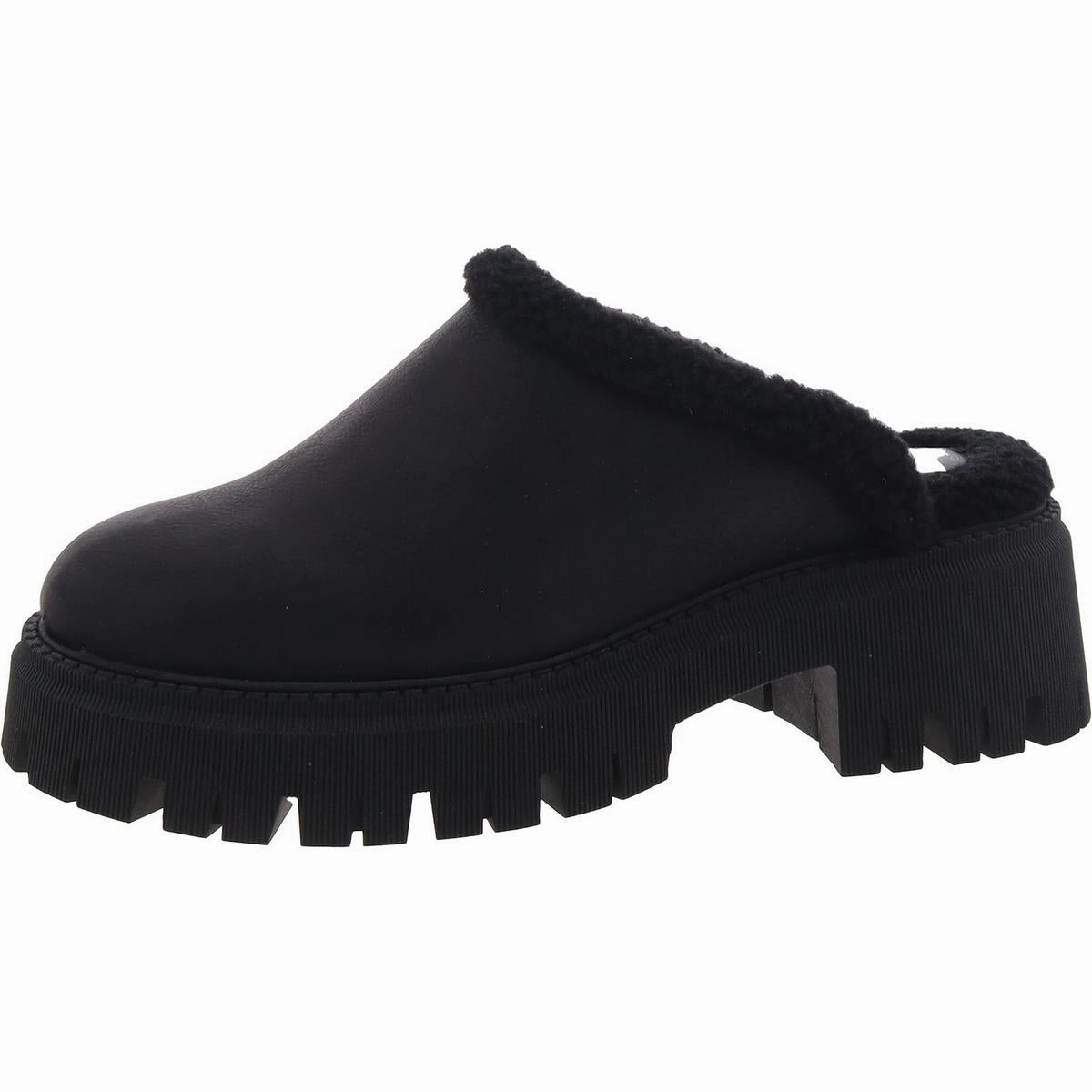 Gracelyn Womens Faux Leather Platform Loafer Slippers Smooth Soles