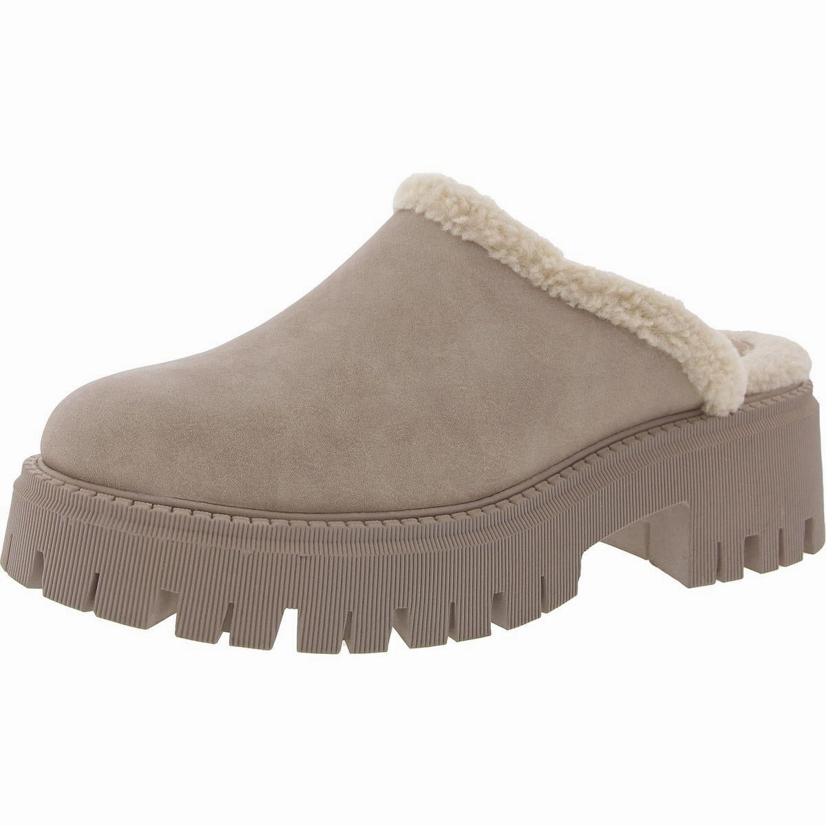 Gracelyn Womens Faux Leather Platform Loafer Slippers Flexible Material