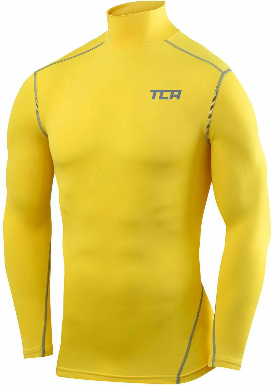 Plain look TCA Pro Performance Long Sleeve Mock Junior Compression Top - Yellow